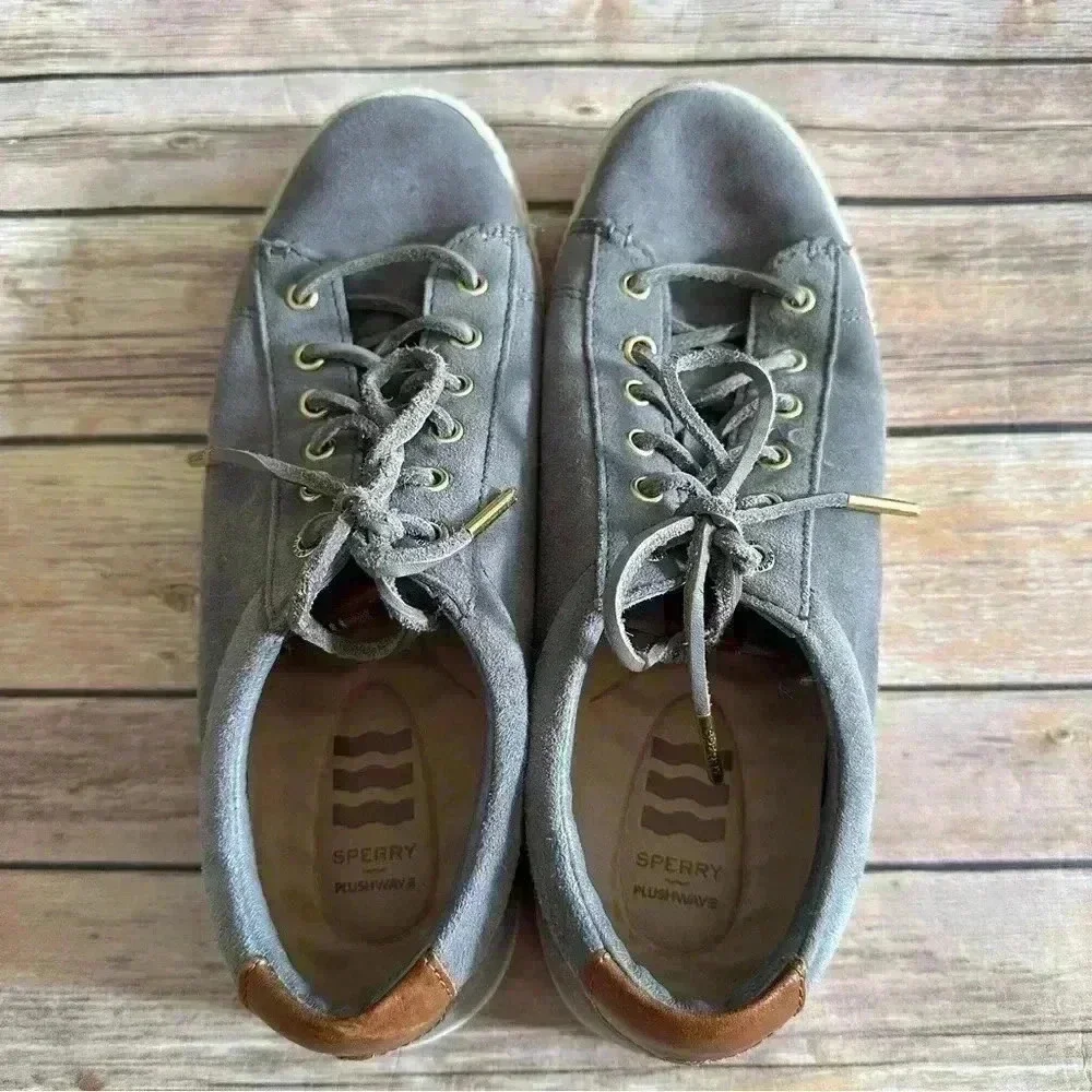 Sperry Women’s Vulcanized Anchor Plushwave Suede Gray Shoes Sz 8.5